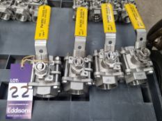 4x 1 1/2 inch stainless steel ball valves