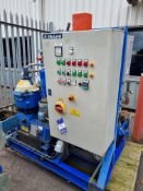 Alfa Laval type MMB 305 S-11. Oil separator centrifuge mounted on skid frame c/w Alfa Laval electric
