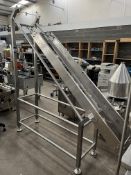 Stainless Steel Frame flighted elevator. 1000 low infeed. 2000 uplift. Elevation 300 - 2000mm. 375 B