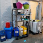Brewery chemicals, stainless steel stand, IBC Perbac disinfectant, 4 x 25ltr Hypo15, 25ltr