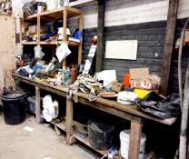 Contents of shelving to include tooling, paint, various piling components