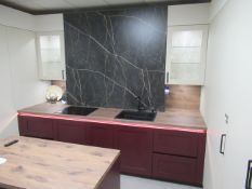 Häcker Concept 130 Magnolia, Burgundy and Oak Display Kitchen
