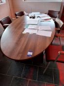 Oval Walnut effect boardroom table and 6 chairs 24