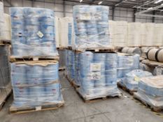 19x pallets across 3 rows containing Visib Enviraflex Clear 95mm Face Mask Material