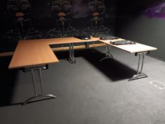 4 x Chrome Framed Folding Leg Light Oak Effect Rectangular Topped Tables