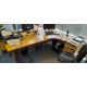 3x wood effect cantilever curved office desks with 3x 3 drawer pedestal and 3x matching desk - Image 5 of 6