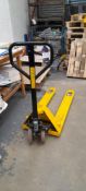 Lifter, 2,500kg yellow hand pallet truck. Year: 2020