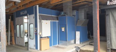 Verta Nova Conquer Fair Door Spray Booth. 3.96m wide, 5.94m deep & 2.14m high. With underfloor