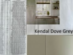 2584 items dove grey shaker kitchen doors and drawer fronts inc glass and curved doors. This lot
