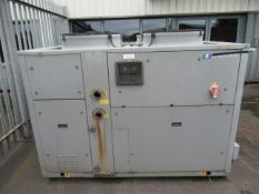 Schneider Uniflair Packaged Air Cooled Water Chiller. Model number ISAF0621A