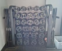 Jordan Ignite V2Rubber Studio Barbell Sets, Approximately 30 Sets with Rack (Approx 60 x 5kg, 70x