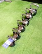 Gym Gear Kettle Bells to include; 4kg, 6kg, 8kg, 10kg, 12kg, 16kg Weights