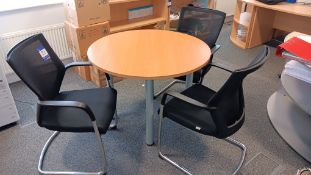 Beech Laminate Table & 3 Sidiz Cantilever Arm Chairs