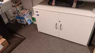 Grey Laminated Double Door Low Cupboard & Quantity of Paper