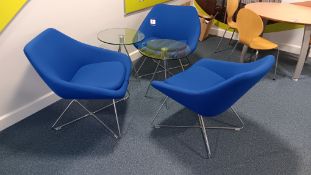 3 x Allermuig A642 Chrome Framed Arm Chairs & 2 x Glass Topped Side Tables