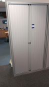 Bisley Grey Steel Tambour Door Cabinet, 1,900mm (without key, locked)