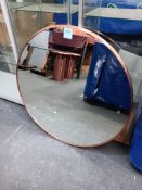 Large Circular Wall Hanging Mirror with Copper Edging