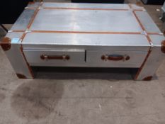 Bespoke Riveted Trunk/Luggage Case 2 Drawer Coffee Table