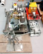 Twin capstan winch cable pulling machine 110v with transformer, 9 x cable rollers and pair of