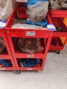 2 x Senator 3 tier mobile trolley to include jaw chucks, face plates and steadies