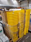 Pallet of 50 Litre pedal bins in yellow