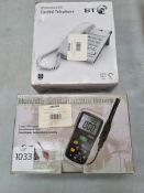 Humidity & Temperature Meter & a corded telephone