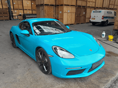 Porsche 718 Cayman, Low Miles/Miami Blue (2018) & 2 Ford Transit 350 LWB Vans with Glazing Racks (2018)