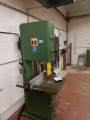 Wadkin C5 vertical band saw Serial number 88887. Purchaser responsible for electrical