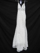 Floral Sleeveless Wedding Dress - Size 8-10