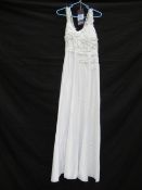 Floral Sleeveless Wedding Dress - Size 16