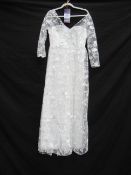 Floral Short Sleeve Wedding Dress - Size Unknown