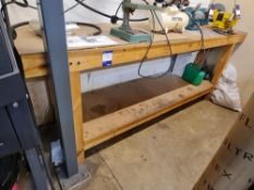 Two bays of racking and timber table (contents not included)