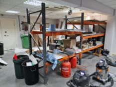 3 x Bays of pallet racking, shelving unit & bench various sizes – Delayed collection until final day