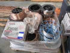 Quantity of assorted welding wire to pallet (Located Ounsworth Street Bradford)