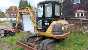 Komatsu PC45R-8 5ton rubber tracked mini excavator, 5,866 hours, serial number F21650 (2002), for