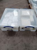 2 x Plastic containers to include various filters and filter lining
