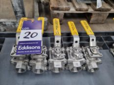 5x stainless steel 3/4 hinge ball valves