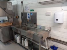 Stainless Steel Double Deep Sink with Pot Wash and Grease Trap - Disconnection by qualified trade