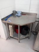 Stainless Steel Topped Corner Table