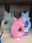 5x Various Coloured Gluggle Jugs