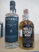 4x Bottles of Spirits: 2x Titanic Distillery's Premium Irish Vodka- 40% 70cl; 2x Hells Stone Whisky-