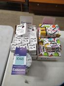 Various recycled plastic products including rings, soap dishes and coasters