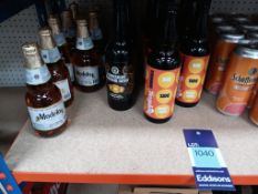 3x Shelves contents including Pineapple beer, Road Crew APA, Honey Cider, Modelo Beer etc