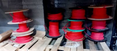 Quantity of various sized fire proof cabling to floor (part/full)