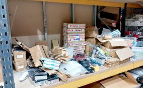 Large quantity of various batteries to shelf to include Challenger, Kanetix, Yuasa, One-Lux