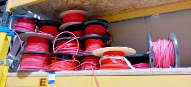 Quantity of various sized fire proof cabling to shelf (part/full)