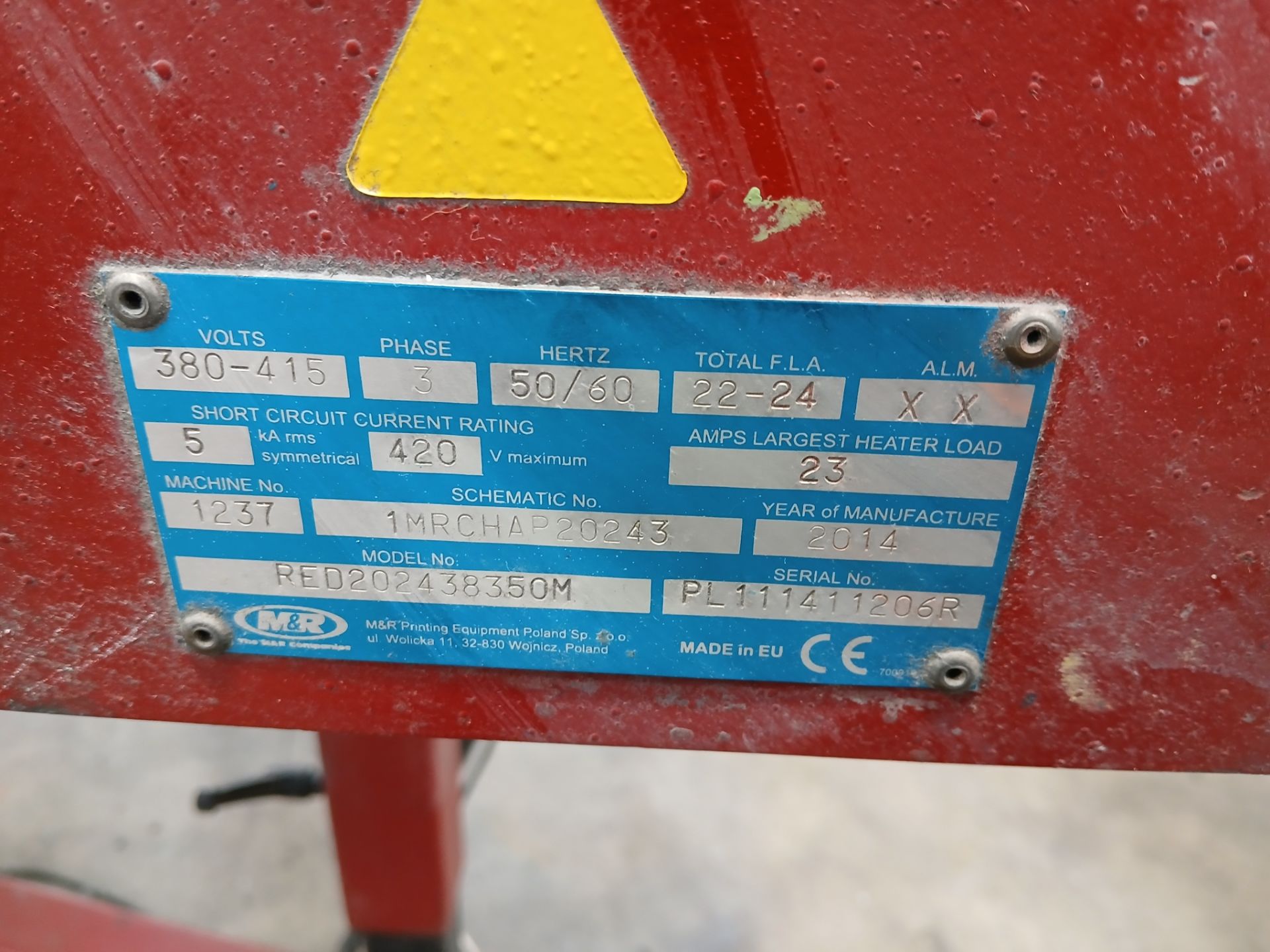 M&R Red Chilli flash dryer on stand Serial number PL111411206R (2014) - Image 3 of 4