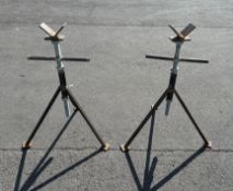 Pair of heavy duty fabricated adjustable pipe stands - max height 1120mm