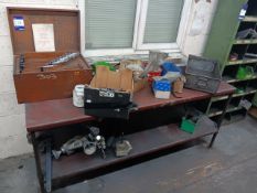 Internal micrometres (various sizes) including workbench and various screws and bolts and
