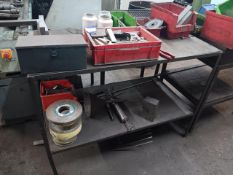 Buck and Hickman steel engineers’ calibration table and workshop table plus quantity of metal &